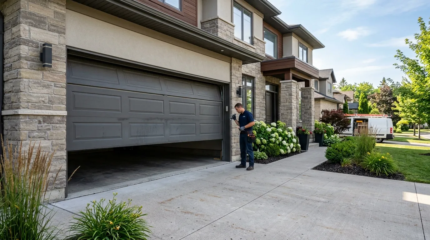 Garage door detail illustrating why your garage door is off track (and what's really behind it)